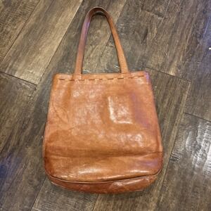 J Jill Brown Leather satchel tote bag purse unstructured ~large~ inside pocket